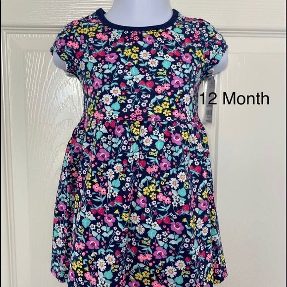 CARTER’S 12M Flower Print Knit Dress - Picture 1 of 4